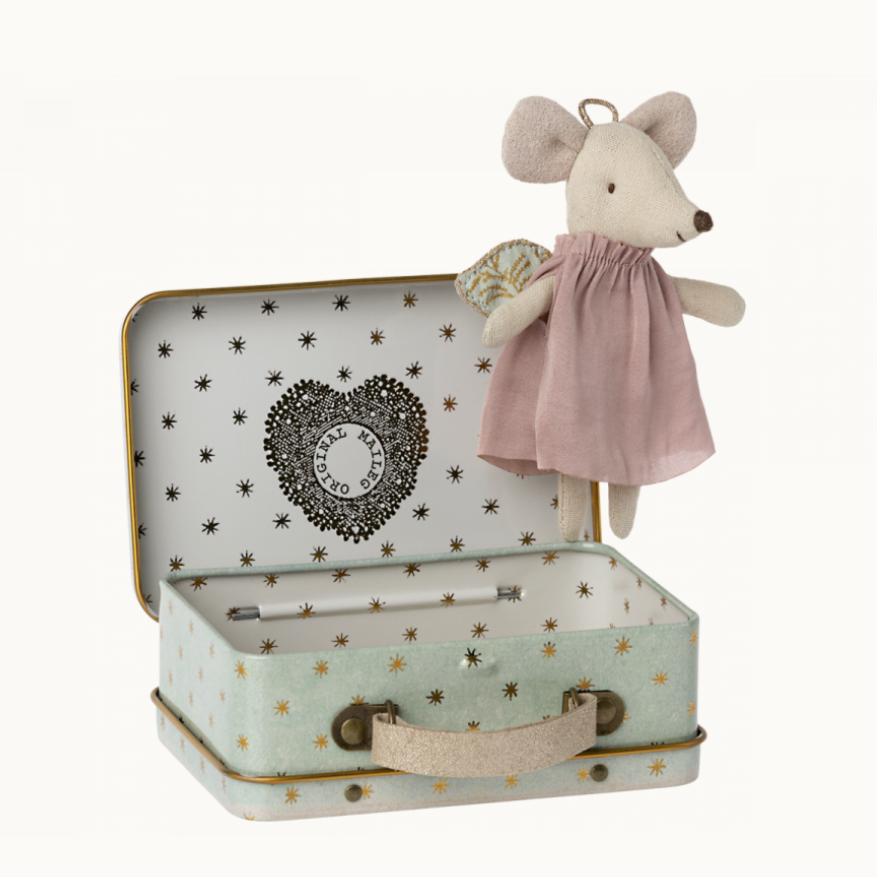 Angel Mouse in Suitcase