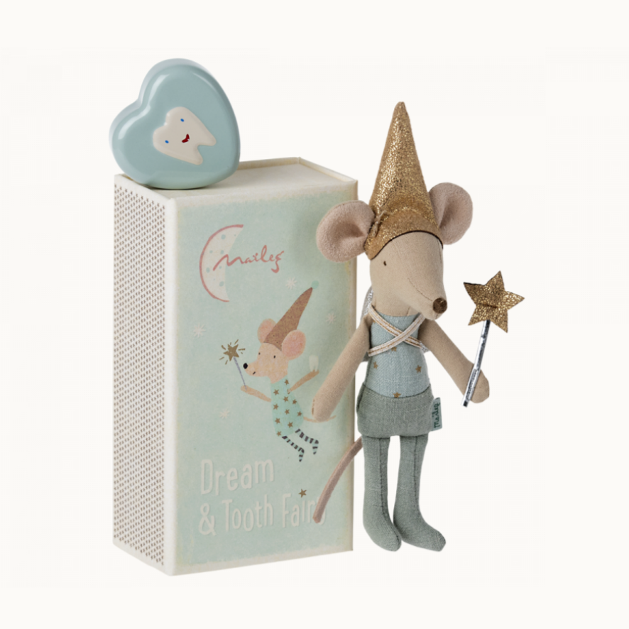 Tooth Fairy Mouse in Matchbox - blue