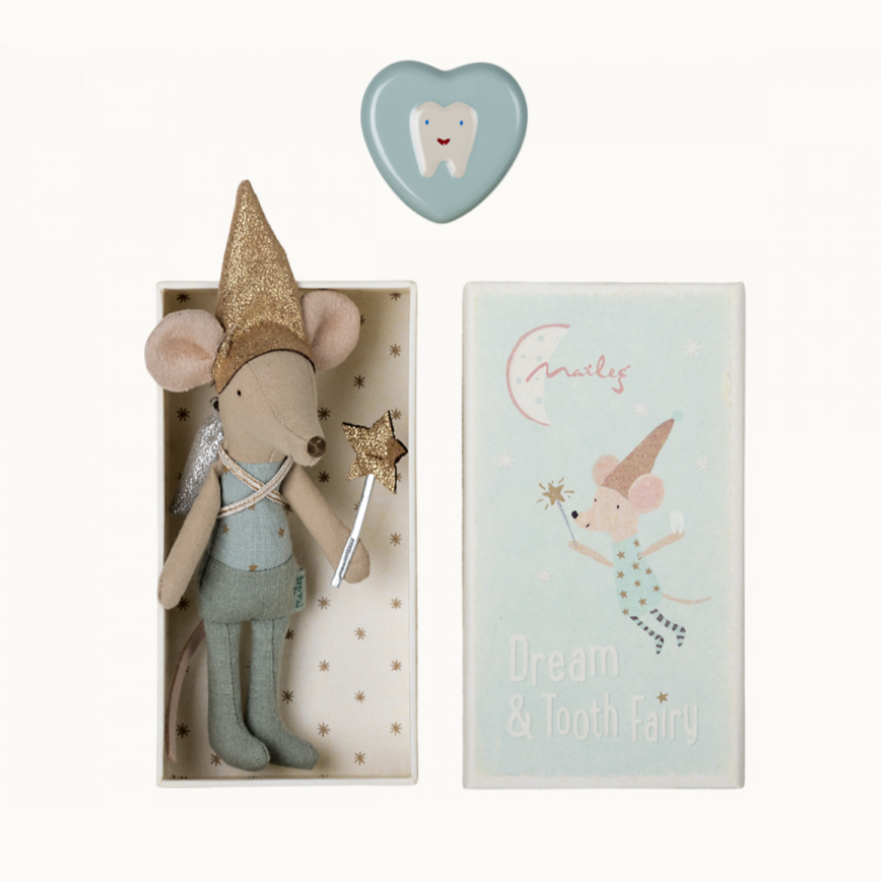 Tooth Fairy Mouse in Matchbox - blue