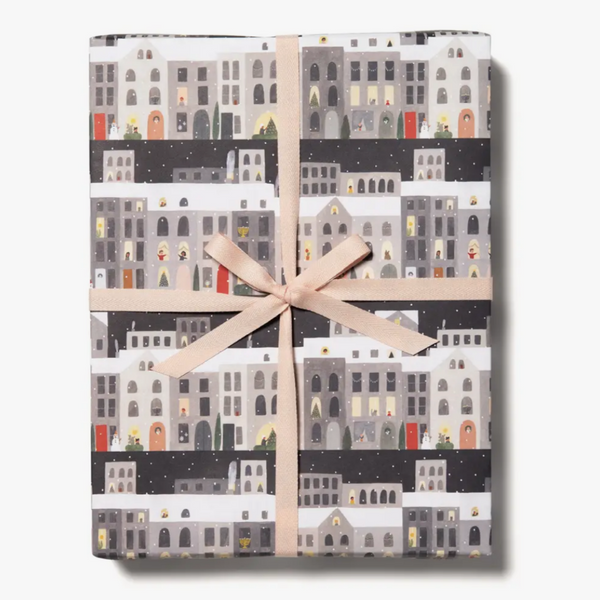 City Snow Gift Wrap Roll -roll of 3 sheets