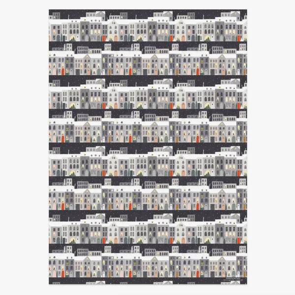 City Snow Gift Wrap Roll -roll of 3 sheets