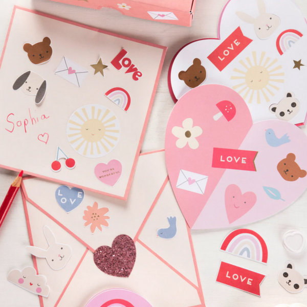 Heart Concertina Valentine Cards & Stickers (12pk)