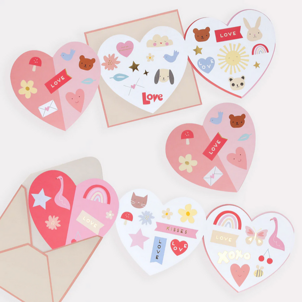 Heart Concertina Valentine Cards & Stickers (12pk)
