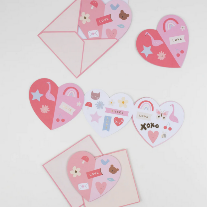 Heart Concertina Valentine Cards & Stickers (12pk)