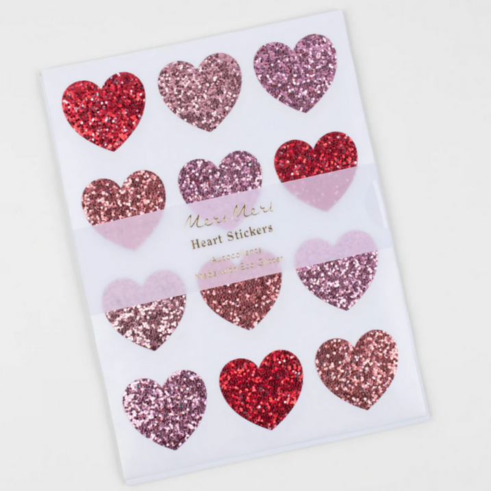 Glitter Heart Stickers (8 sheets)