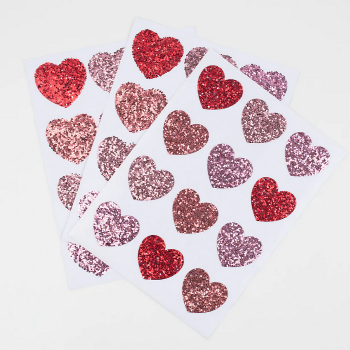 Glitter Heart Stickers (8 sheets)