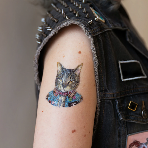 Punk Cat Tattoo Pair