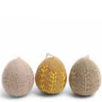 Felt Egg Ornaments -clay colors with garland embroidery -set of 3