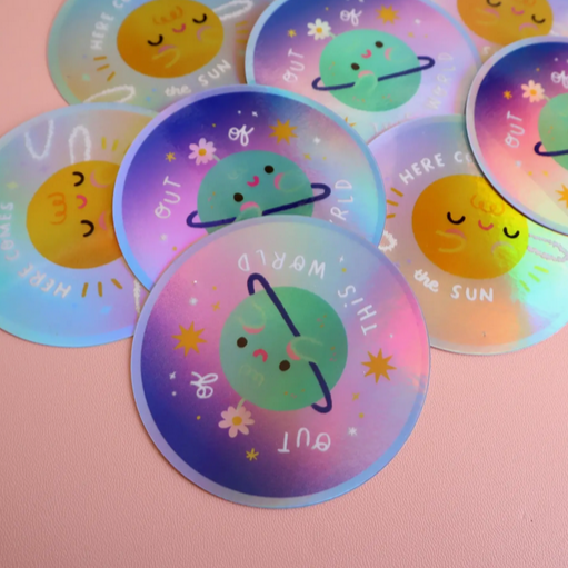 Out of this World Holographic Planet Sticker -Vica Lew