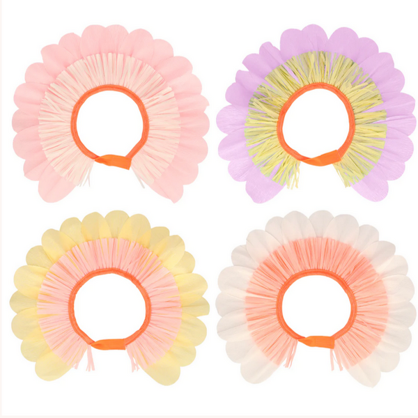 Pastel Flower Paper Bonnets (pk4)