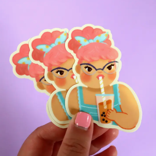 Boba Girl Sticker -Vica Lew