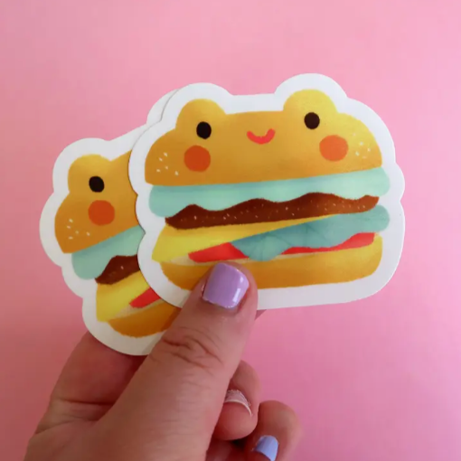 Froggy Burger Sticker -Vica Lew
