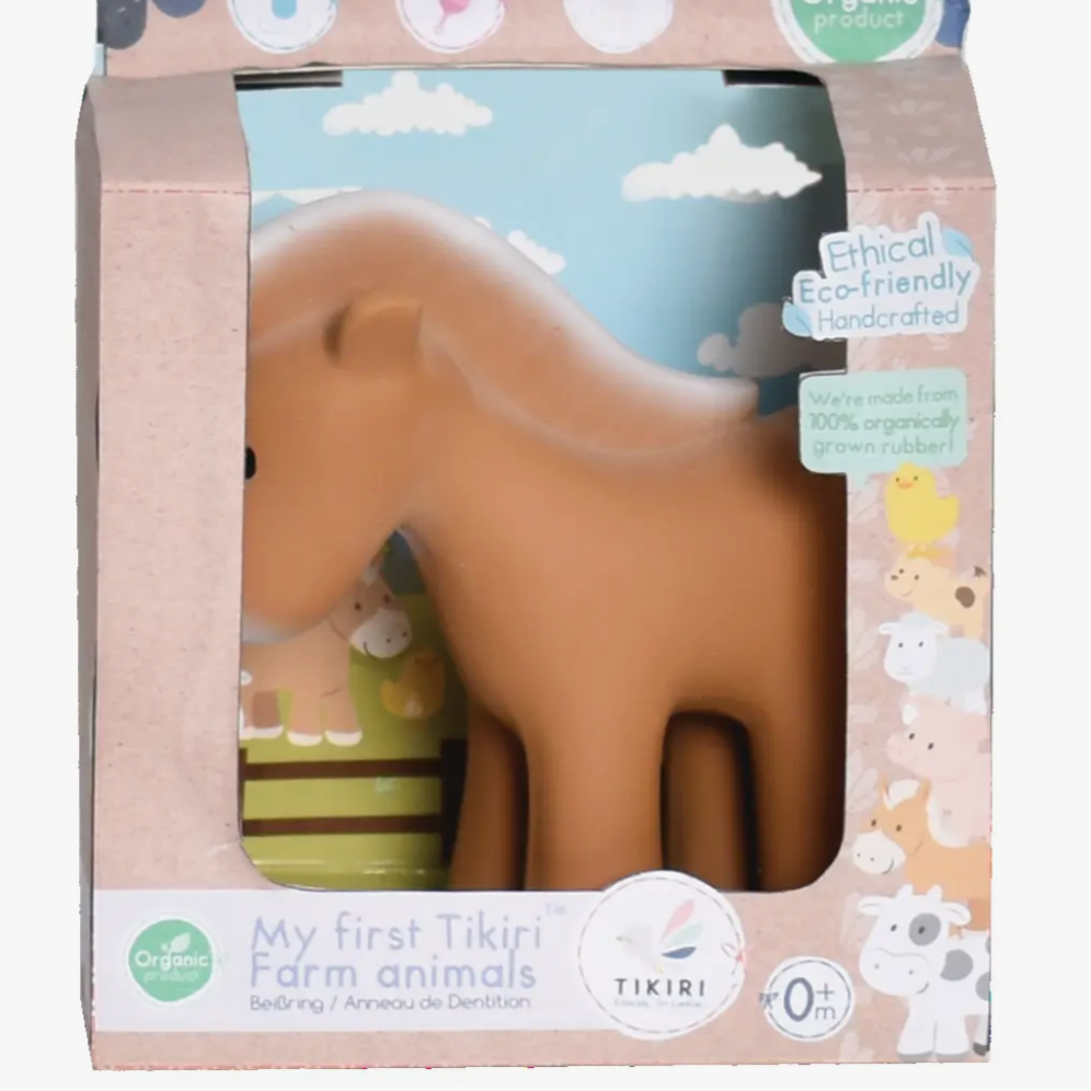 Horse - Natural Organic Rubber Teether, Rattle & Bath Toy