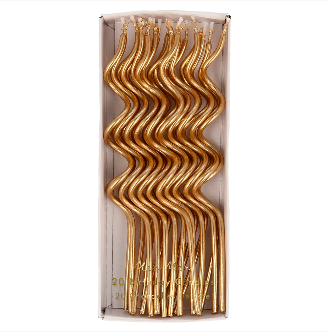 Gold Swirly Candles (20pk)