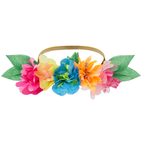 Bright Floral Party Crowns pk6