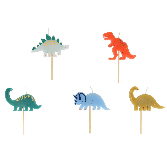 Mini Dinosaur Candles (pk5)