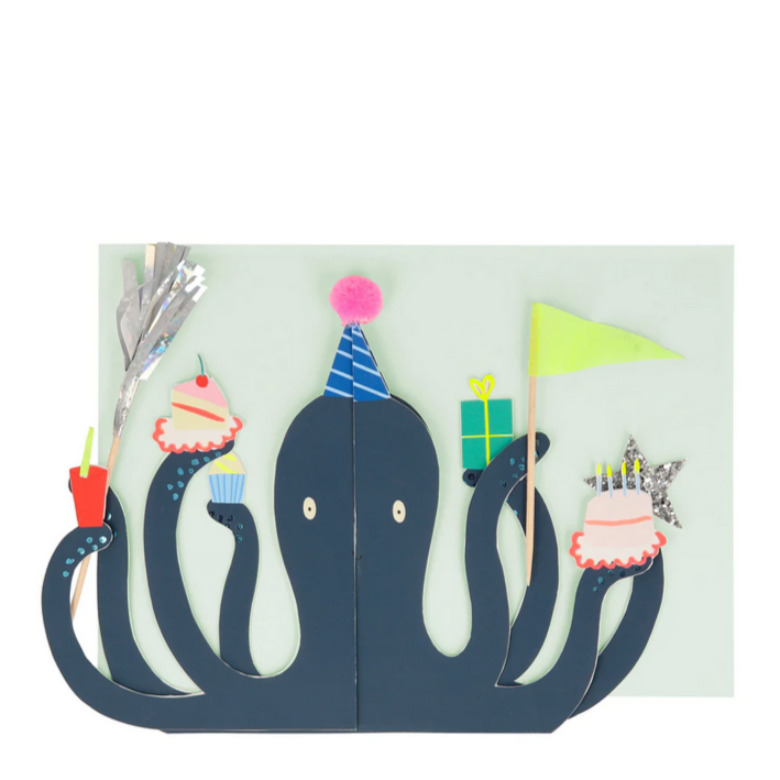 Party Octopus Stand-up Card -birthday