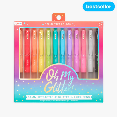 Oh My Glitter! Retractable Glitter Gel Pens (Set of 12)