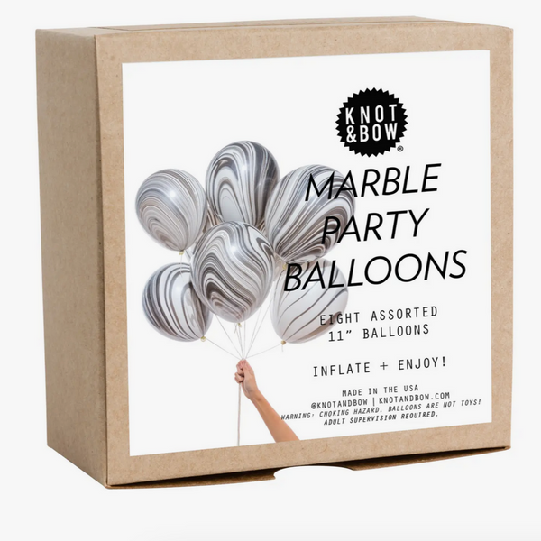Black and White Marble Party Balloons (pk12)
