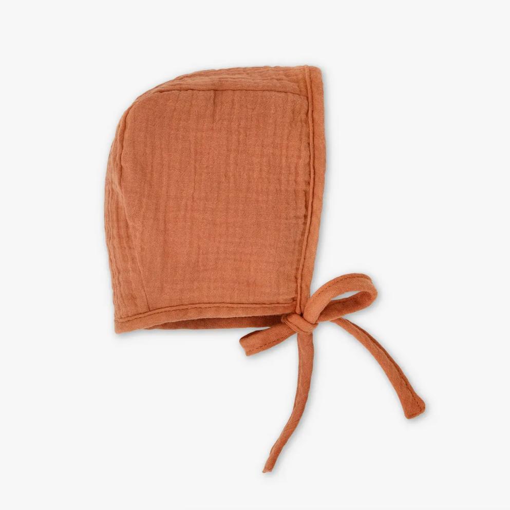 Organic Muslin Bonnet - Rust