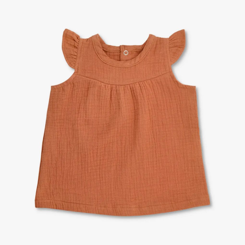 Organic Muslin Dress - Rust
