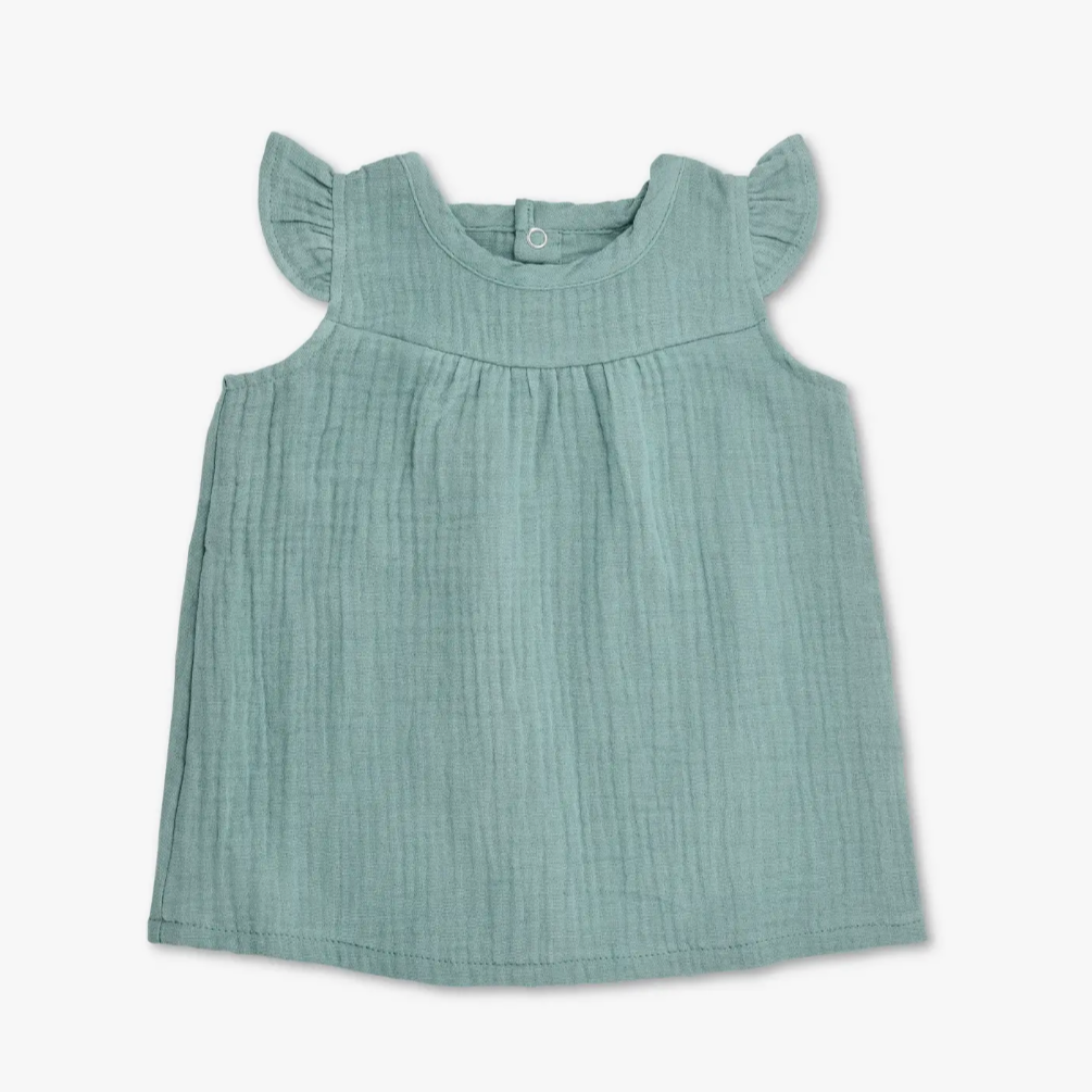 Organic Muslin Dress - Teal