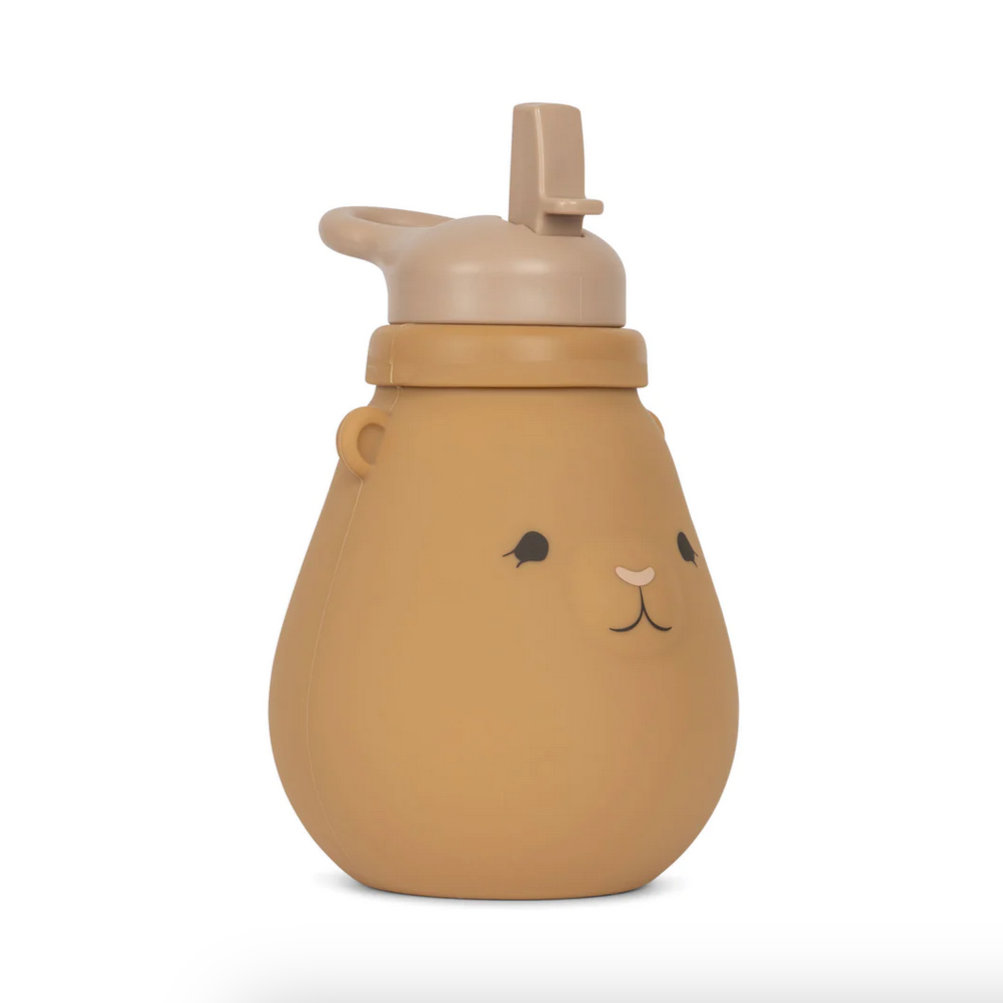 Silicone Drinking Bottle Teddy - almond