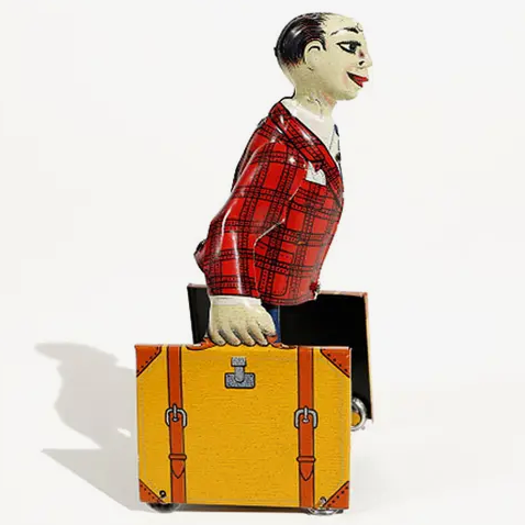 Suitcase Man, Original Paya 18 cm, Spring Mechanism made in Spain 1923