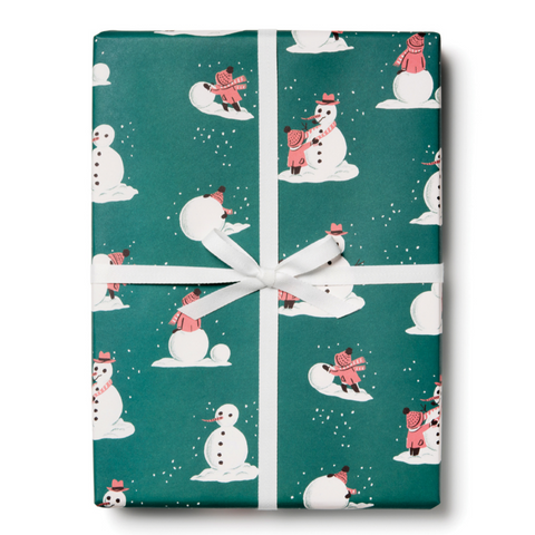 Building Snowman Gift Wrap Roll -roll of 3 sheets