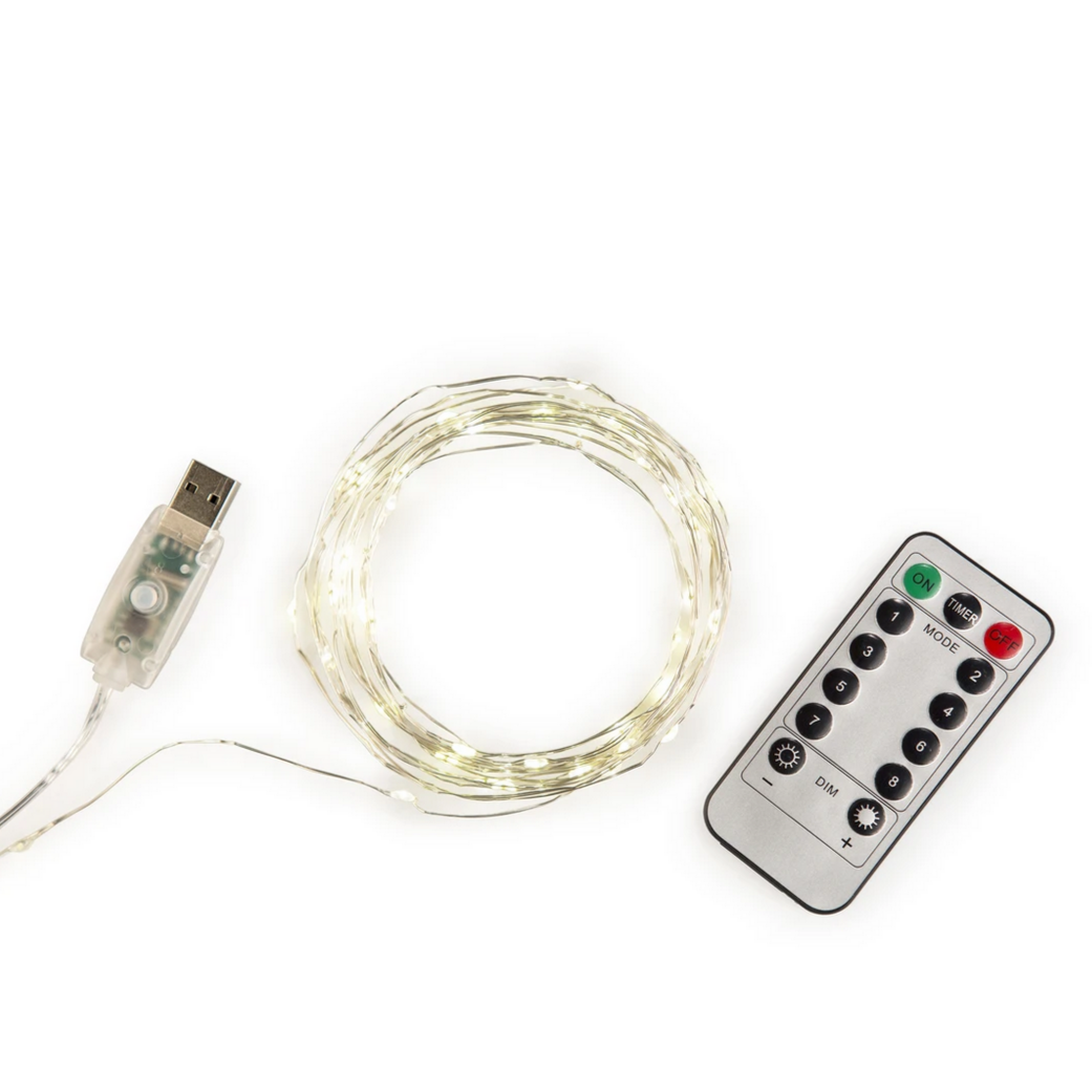 Extra Long! USB Silver String Lights -30ft