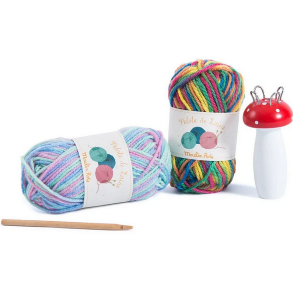 multicolored yarn bundles