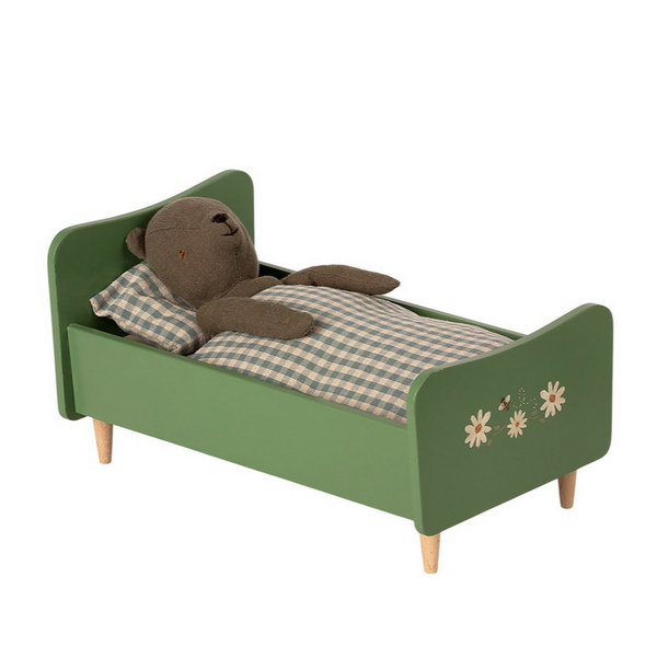 Wooden Bed, Teddy Dad - Dusty Green