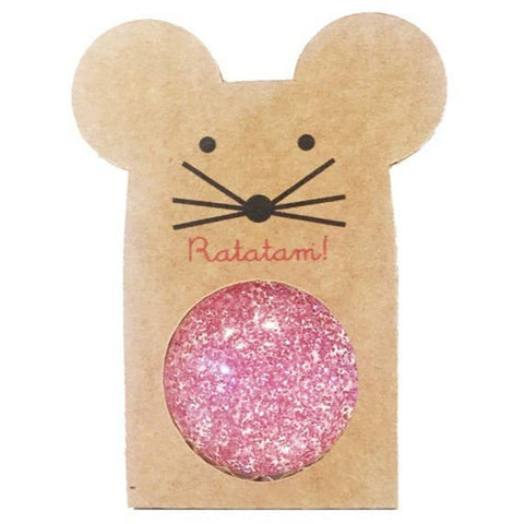 Pink Glitter Mouse Bouncing Ball - 43mm