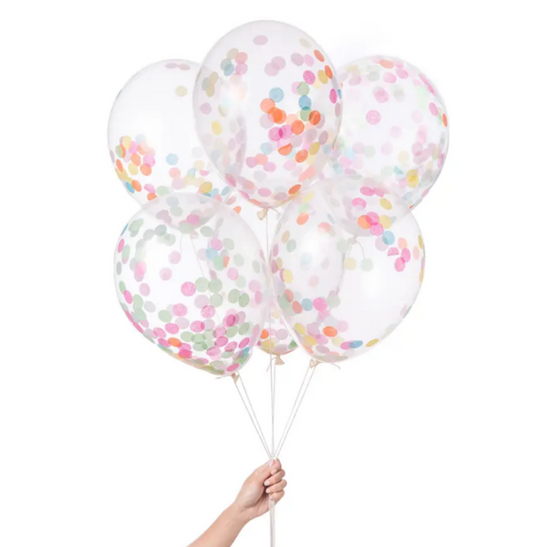 Assorted Pre-Filled Confetti Balloons (pk6)