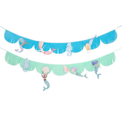 mermaid illustrations on a paper garland