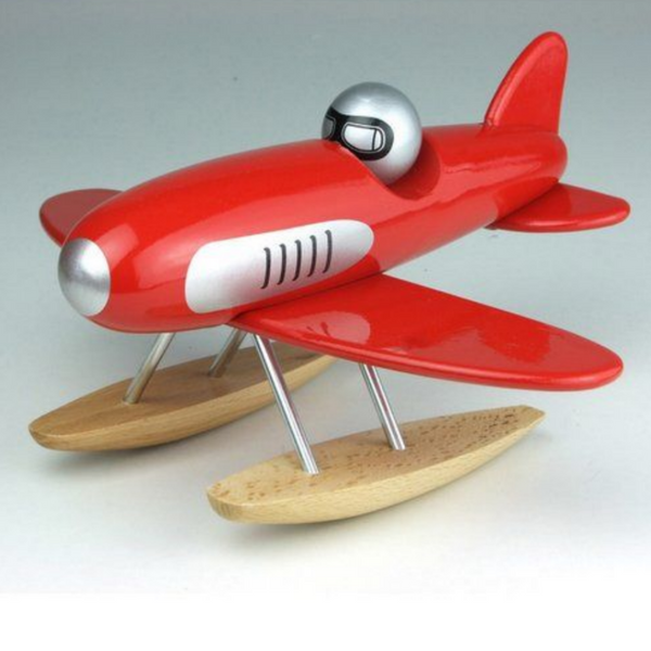 red plane with helmet driver