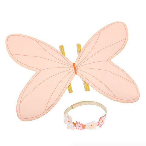 pink butterfly wings with a flower crown