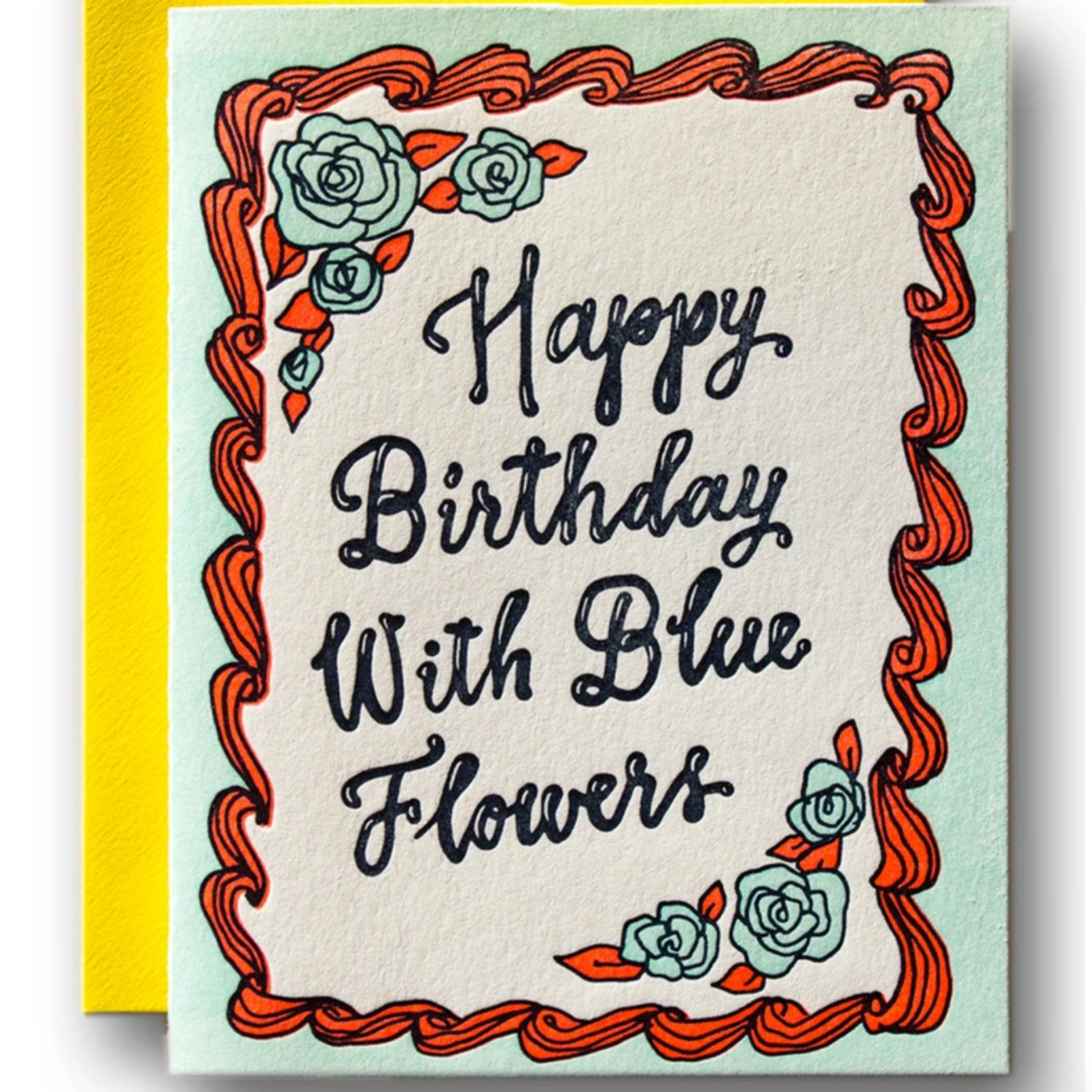 Happy Birthday With Blue Flowers -birthday