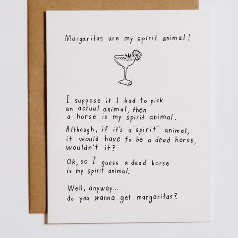 card with margarita and short text 