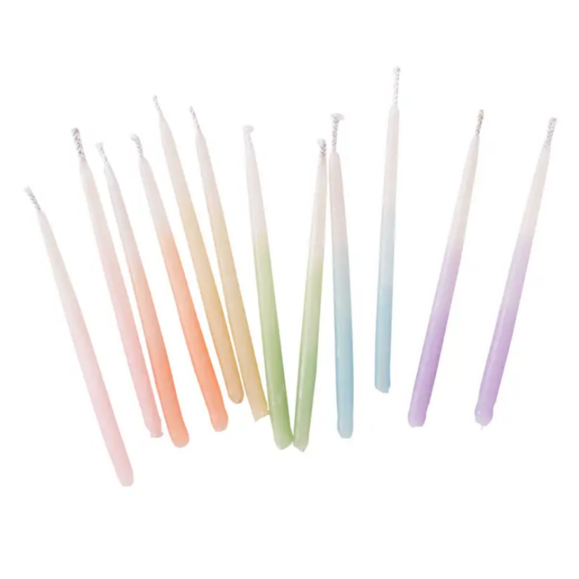 Assorted Pastel Ombre Beeswax Birthday Candles (pk12)