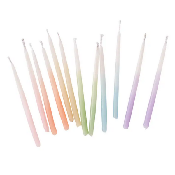 Assorted Pastel Ombre Beeswax Birthday Candles (pk12)