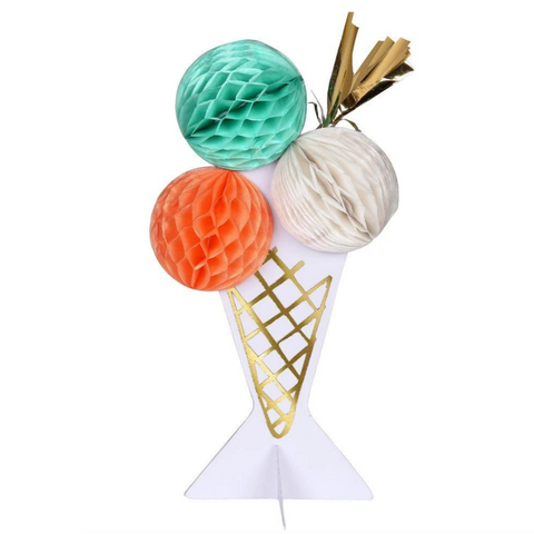 standing ice cream with honeycombed ice creams and gold tassel