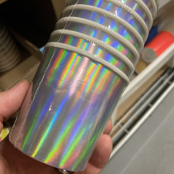 Silver Holographic Tumbler Cups (pk8)