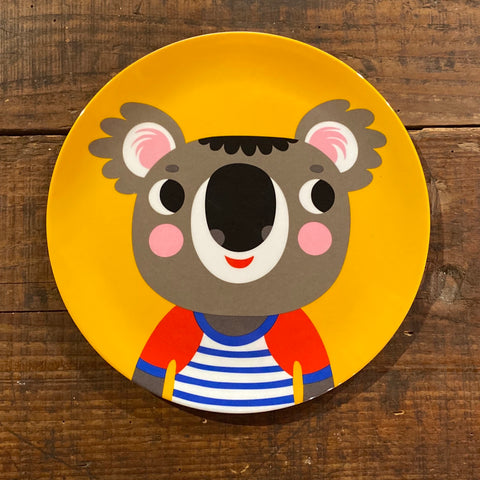 yellow plate with koala