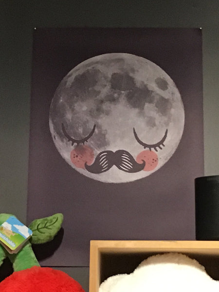Moon with Mustache Print -Martin Krusche
