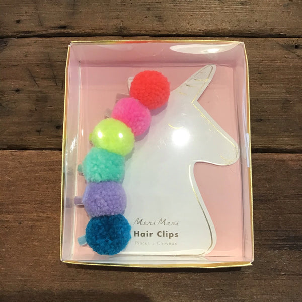 Pompom Unicorn Hair Clips