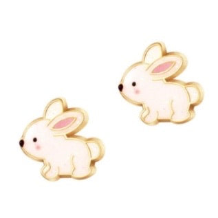 white bunny earrings