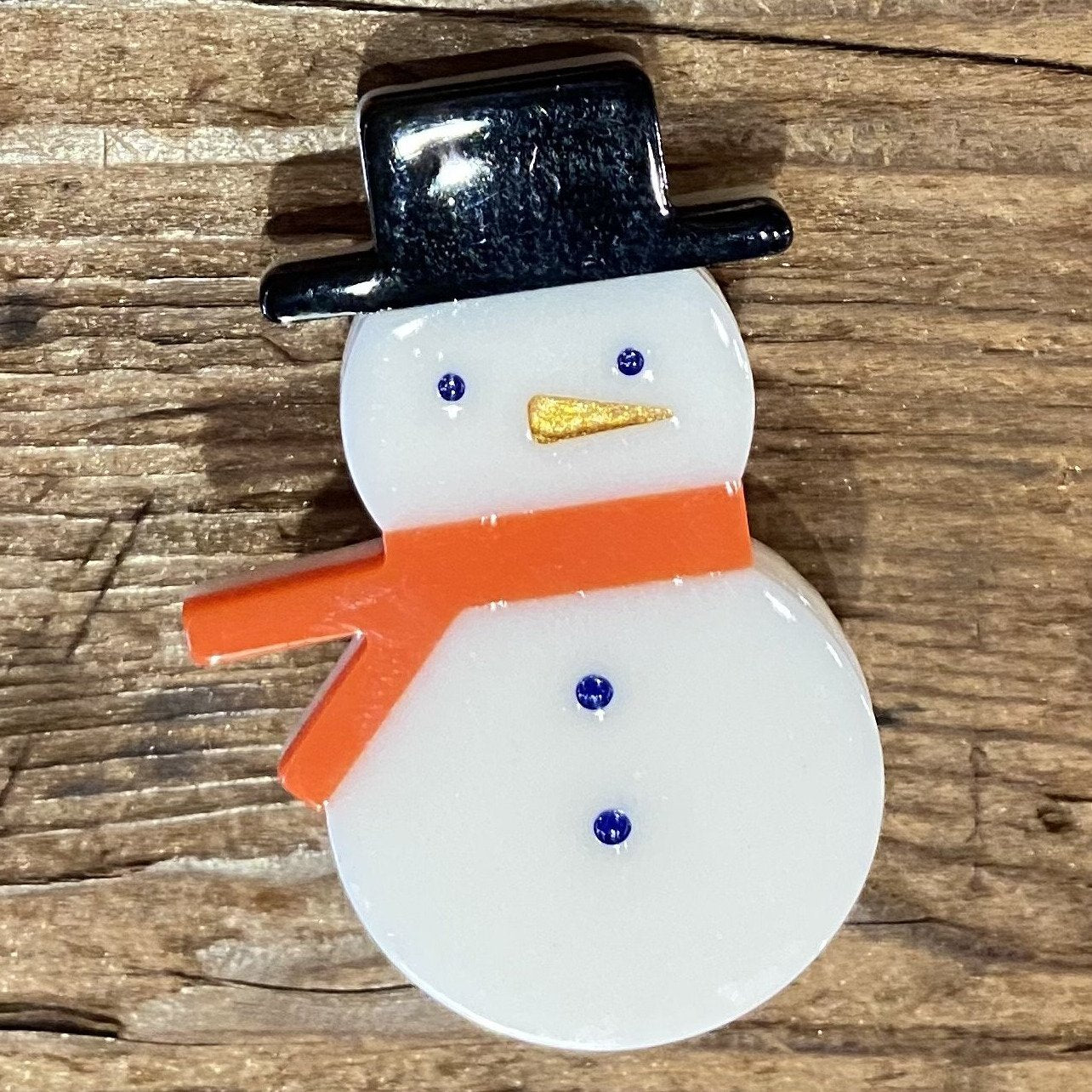 snowman with red scarf and black hat hair clip